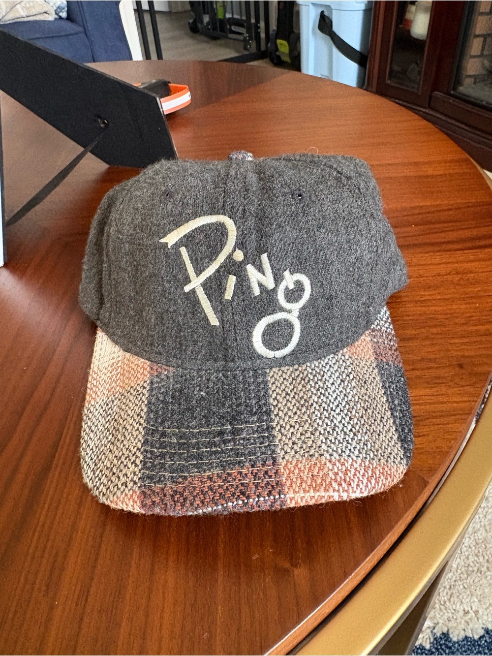 Vintage Ping Gray Wool Plaid Brim Men's Cap